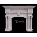 Home decoration stone carvings and sculptures white natural marble cheap fireplace mantel